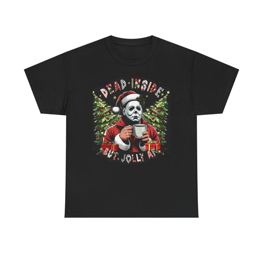 Dead Inside But Jolly AF Funny Graphic T Shirt Christmas Unisex Heavy Cotton Tee