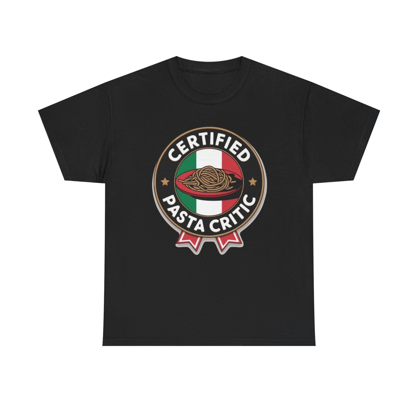 Certified Pasta Critic Graphic T Shirt Funny Italian Jokes Unisex Heavy Cotton