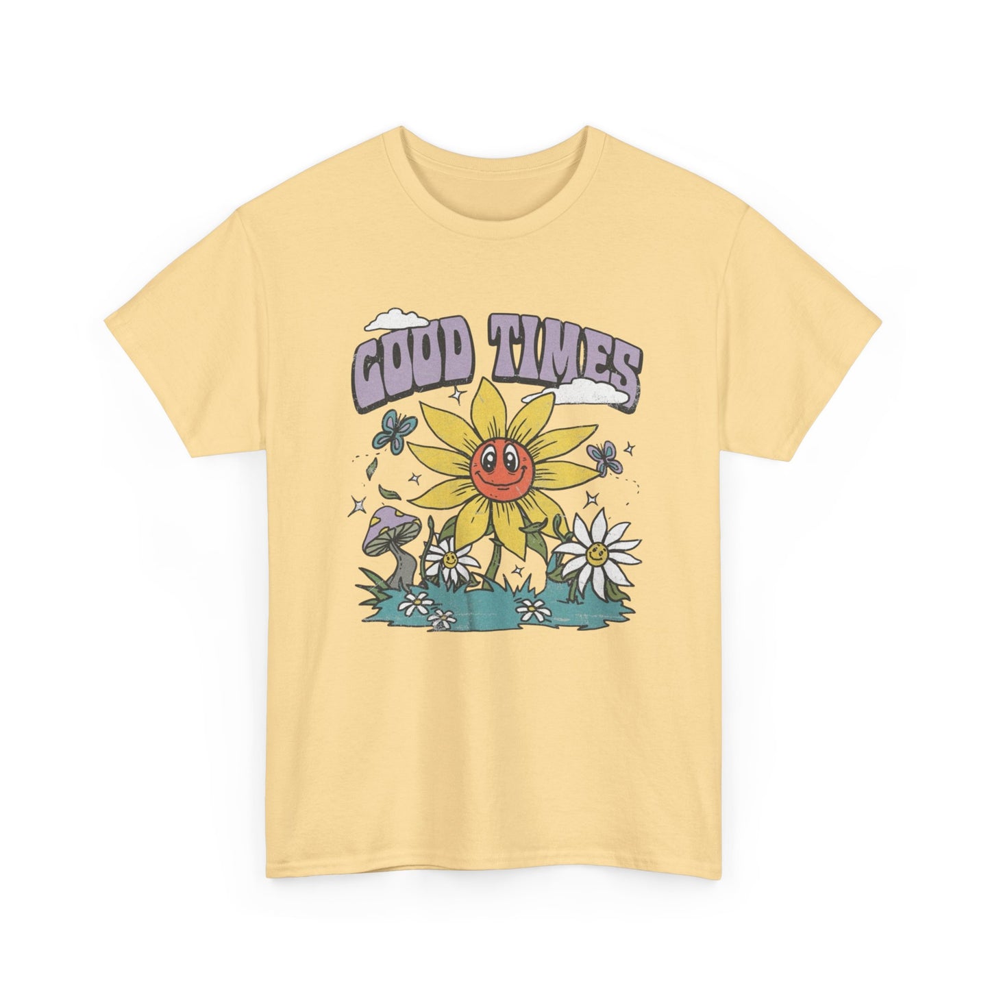 Good Times Sunflower Graphic T Shirt Unisex Heavy Cotton Tee