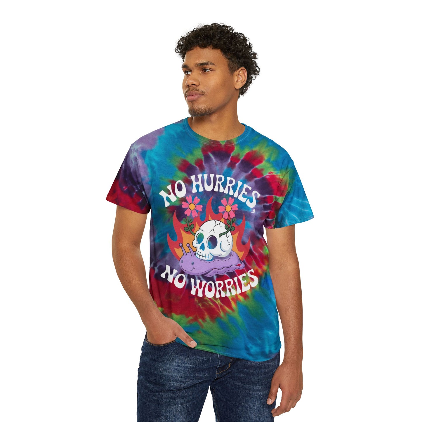 No Hurries No Worries Graphic T Shirt Vintage Tie-Dye Tee, Spiral
