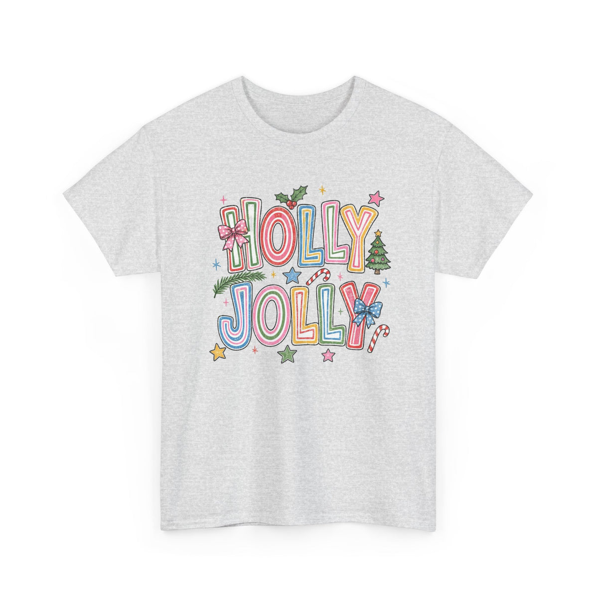 Holly Jolly Christmas Lettering Tee Men's Graphic T Shirt