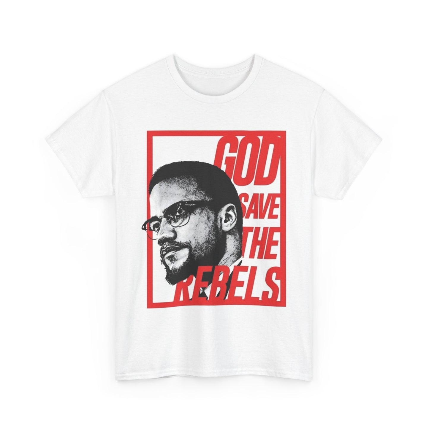 Malcom X Poster Shirt Vintage Save The Rebels Graphic Unisex Heavy Cotton Tee