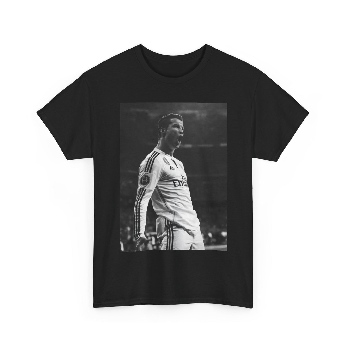 Ronaldo Tshirt Black and White Soccer Football Graphic Unisex Heavy Cotton Tee