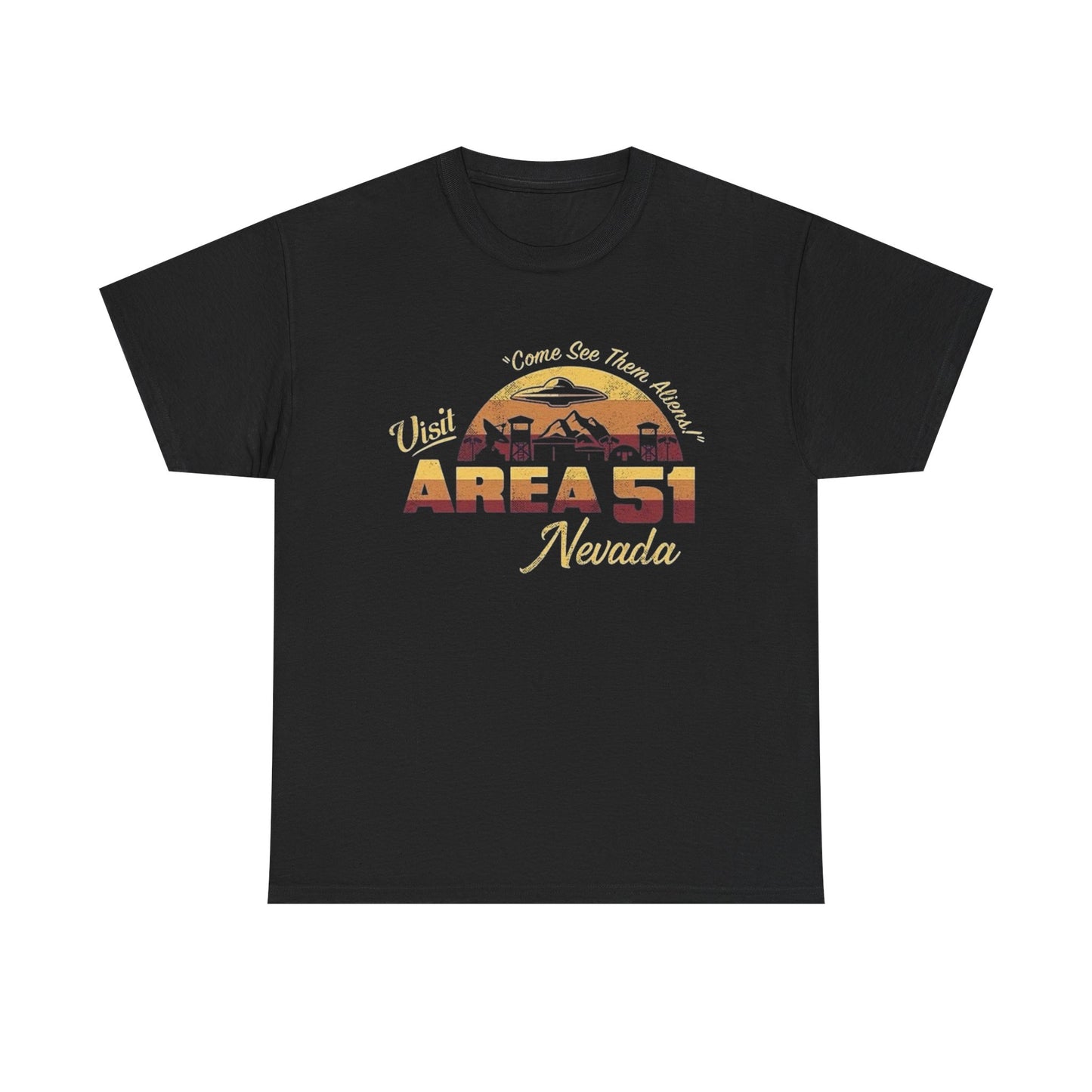 Visit Area 51 Aliens Graphic T Shirt Men's Heavy Cotton Tee