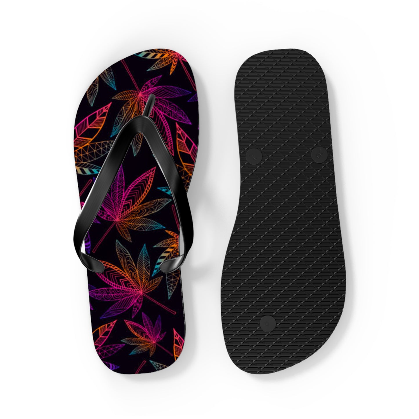 WAVES And SUN Co Sandals Weed Leaf - Flip Flops -Slides Summer Beach BRAND NEW