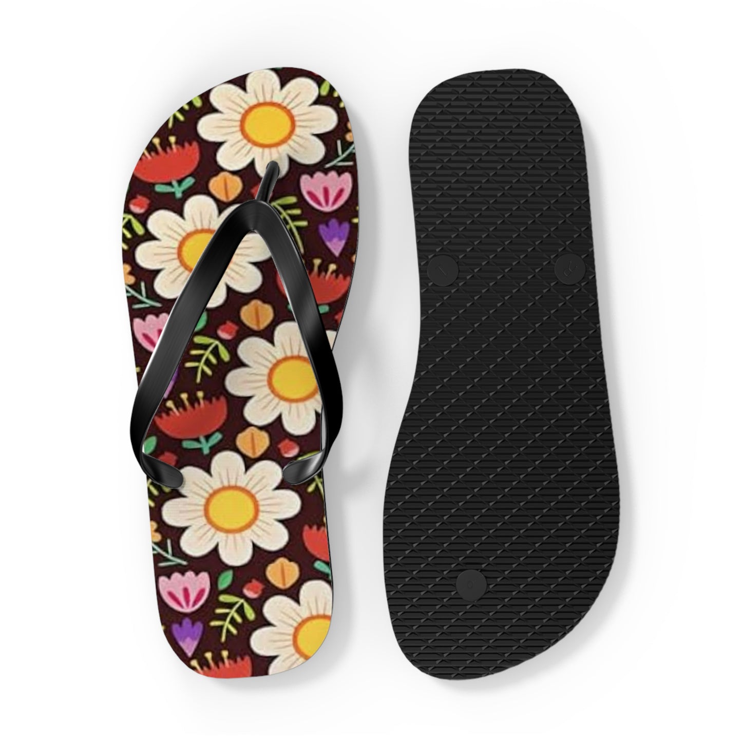 Waves And Sun Sandals Flower Bouquet Summer Flip Flops Slides BRAND NEW