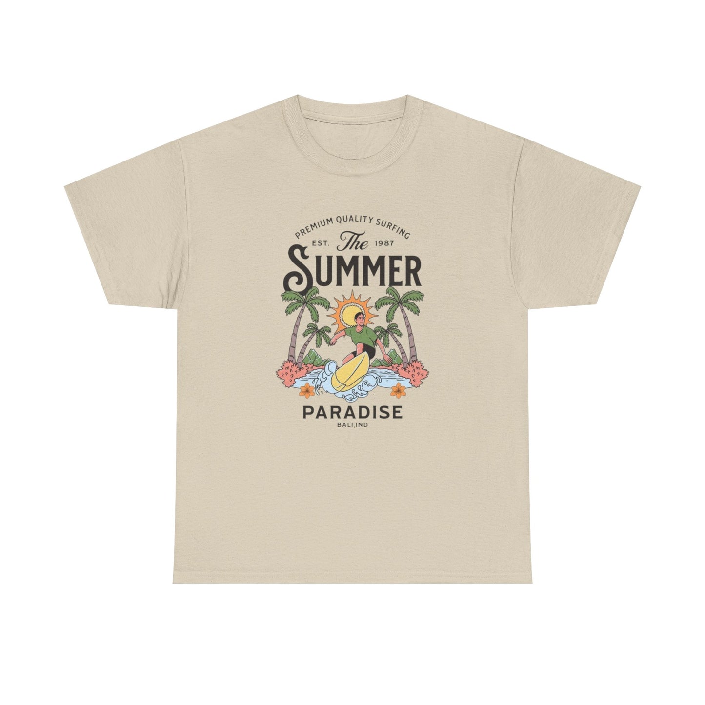 Summer Surfing Paradise Graphic T Shirt S-5XL NEW Unisex Heavy Cotton Tee