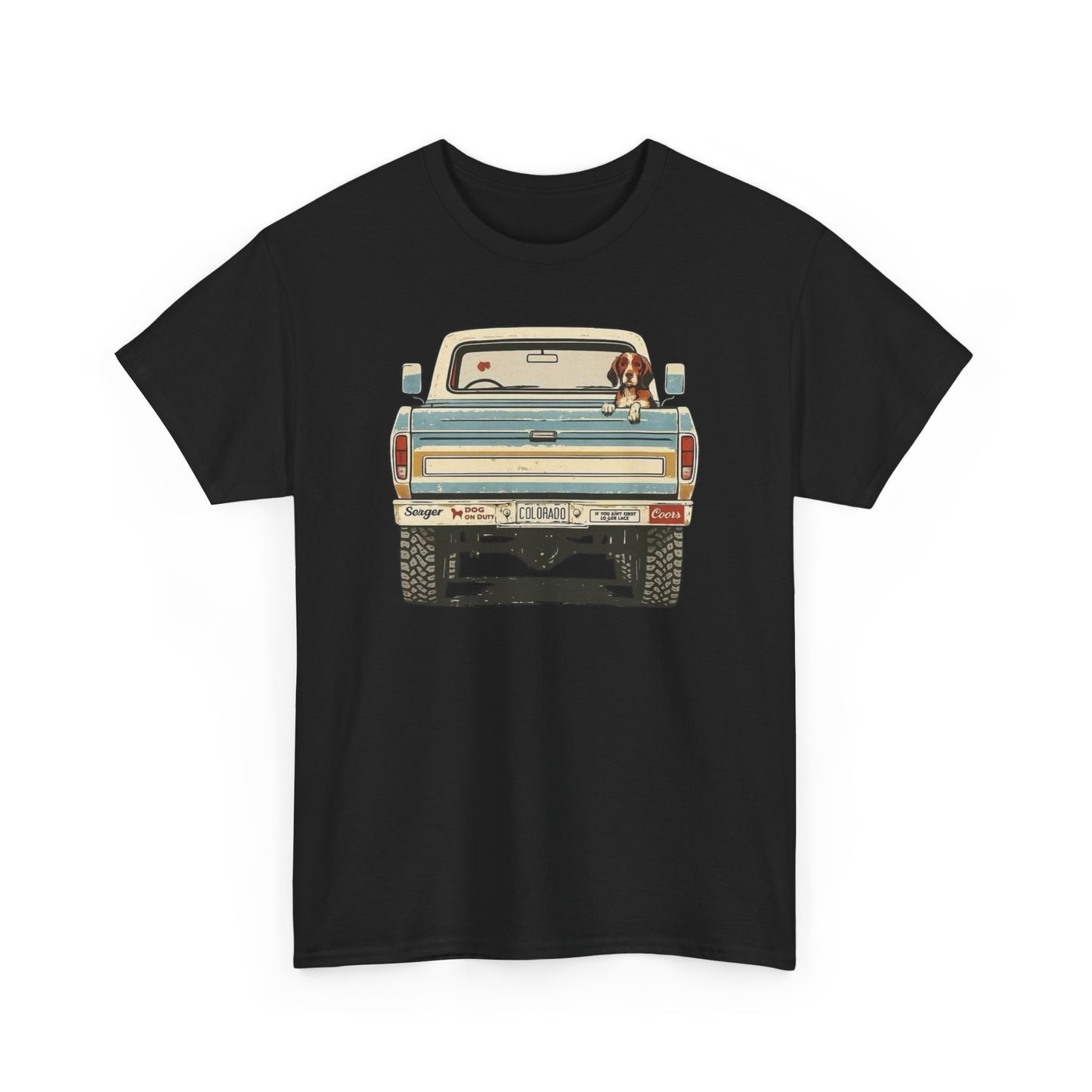 Mans Best Friend In Pickup Truck USA Graphic T Shirt NEW Unisex Heavy Cotton Tee