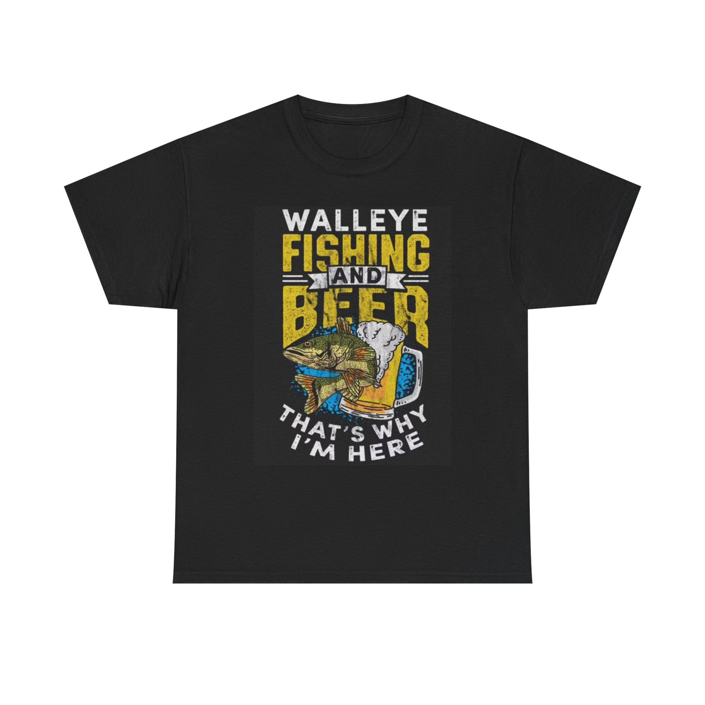Fishing And Beer Graphic T Shirt Funny Jokes Cartoon Fishing Unisex Heavy Cotton