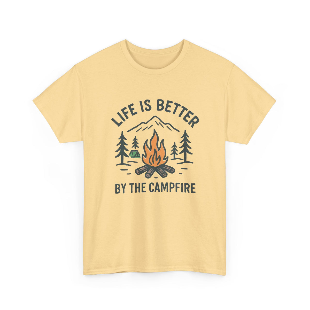 Life Is Better By The Campfire Graphic T Shirt Men's Heavy Cotton Tee