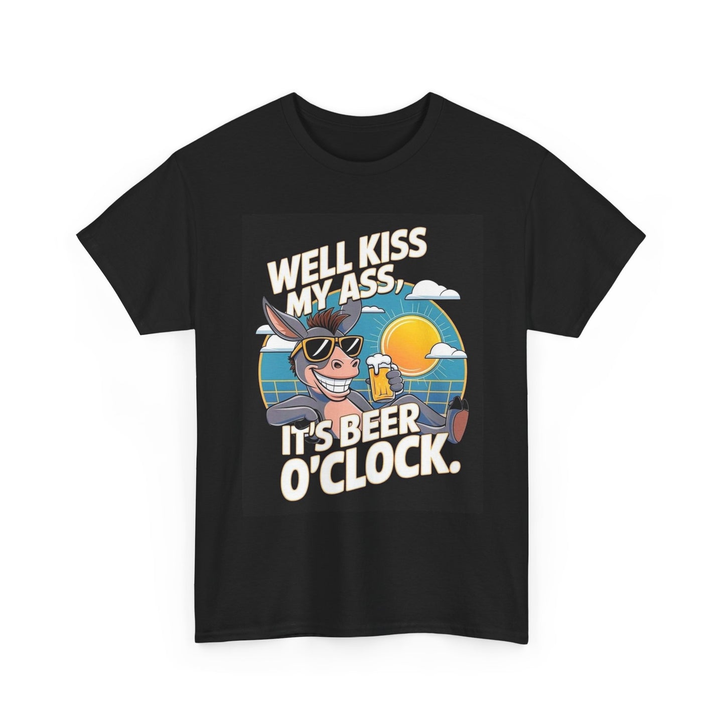 Beer O Clock Graphic T Shirt Funny Jokes Unisex Heavy Cotton Tee