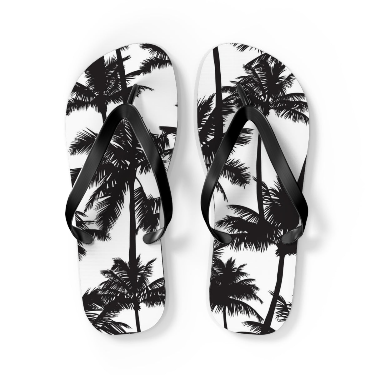 Black And White Palm Trees Sandals Summer Flip Flops Slides BRAND NEW