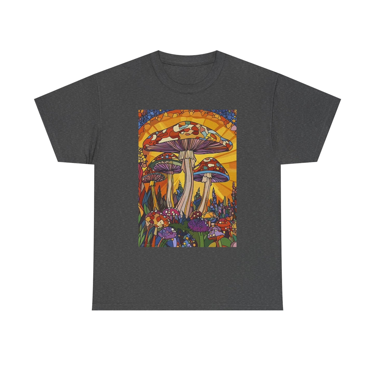 Weed Mushrooms Vibes Groovy T Shirt Retro Unisex Heavy Cotton Tee