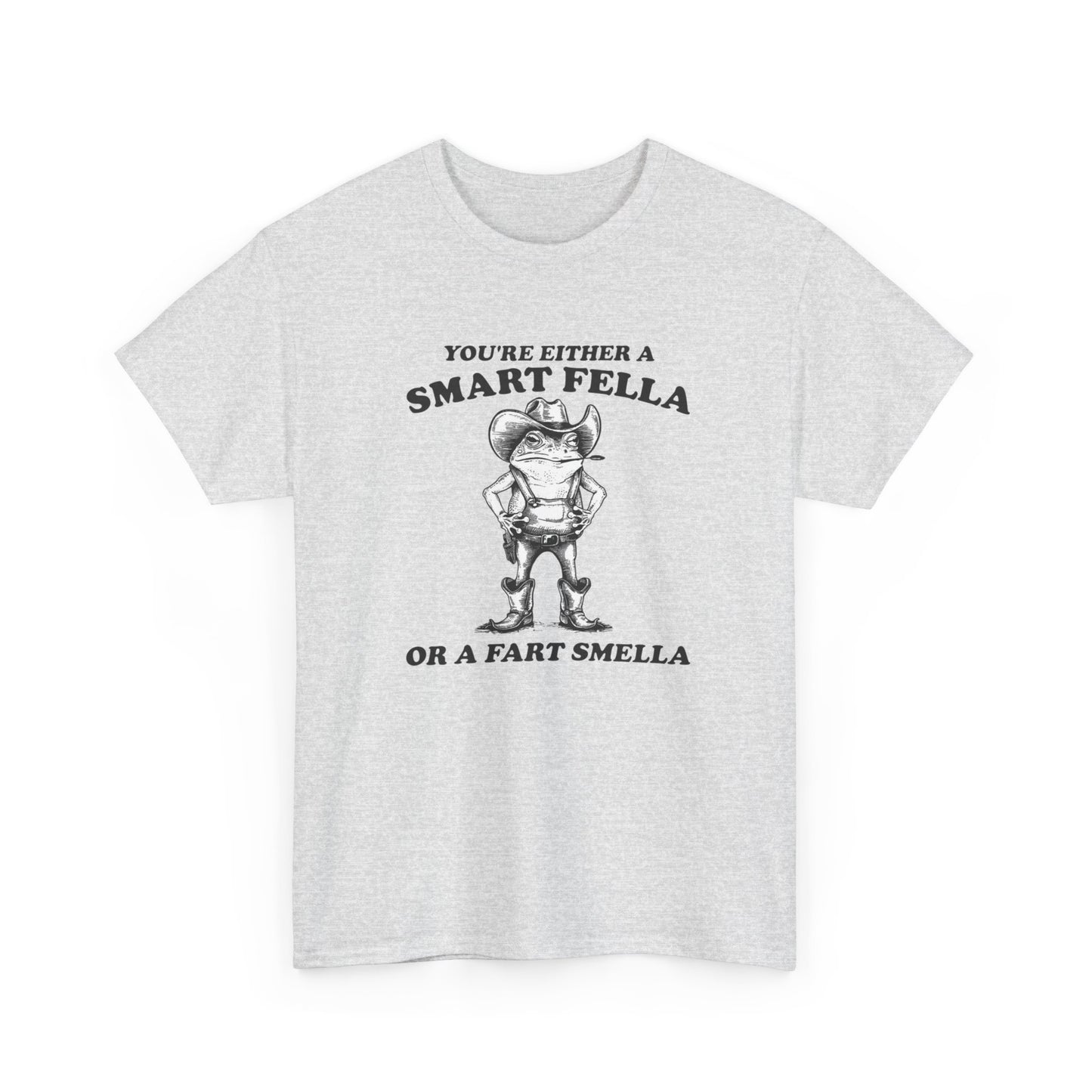 Smart Fella Or Fart Smella Funny Graphic T Shirt Unisex Heavy Cotton Tee