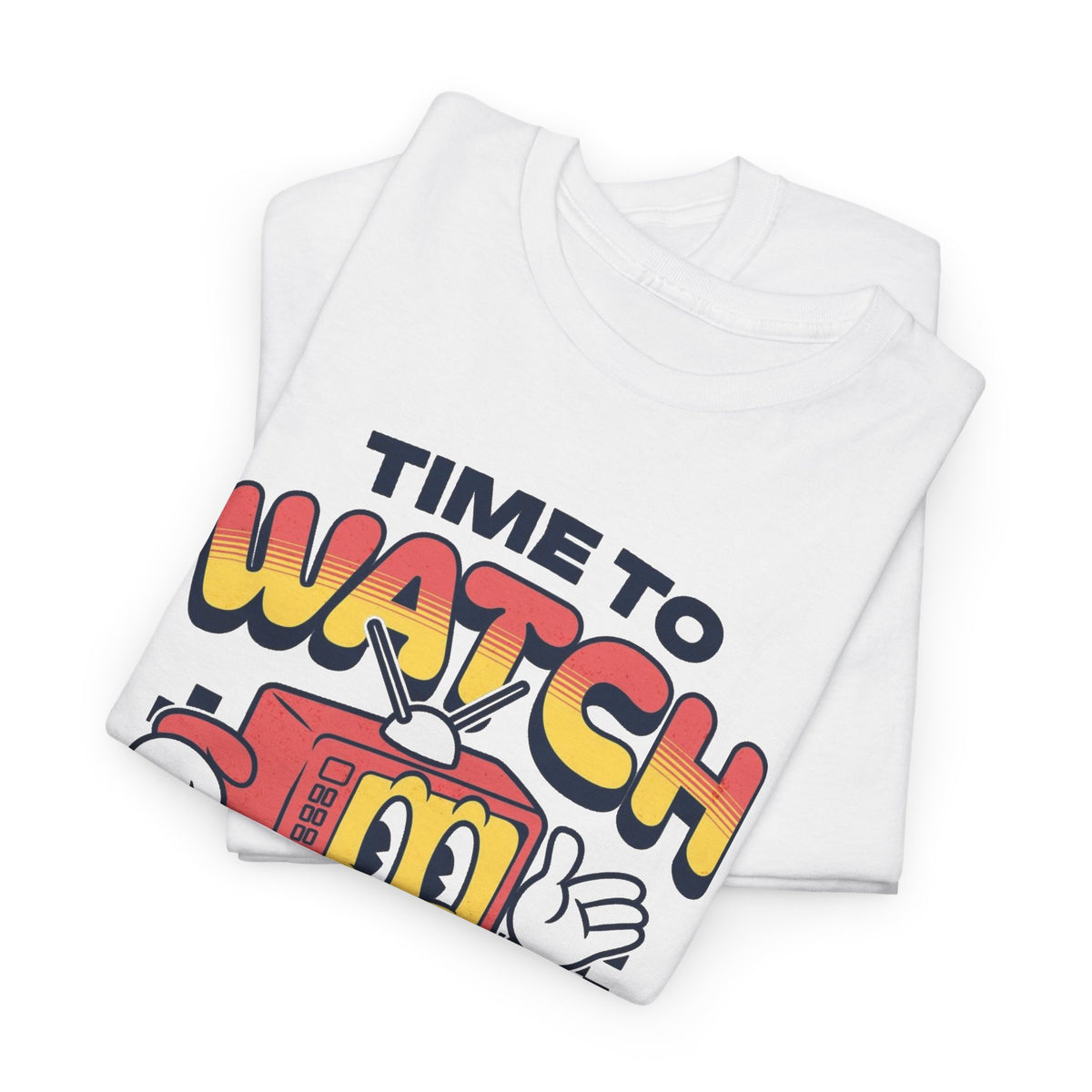 Time To Watch Tv Retro Graphic T Shirt Men's Heavy Cotton Tee
