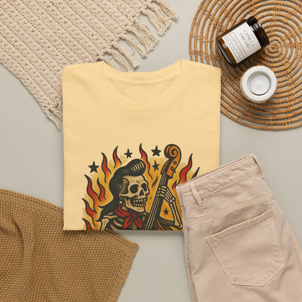 Skeleton Playing Guitar HOT Graphic T-Shirt Men's Tee