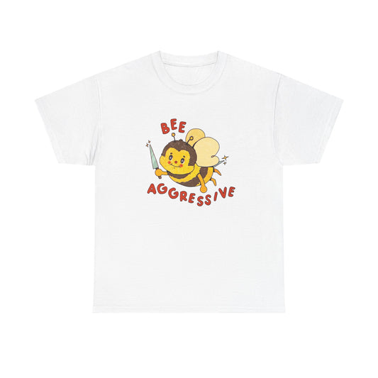 Bee Aggressive Cute T Shirt Graphic Unisex Heavy Cotton Tee NEW GIFT