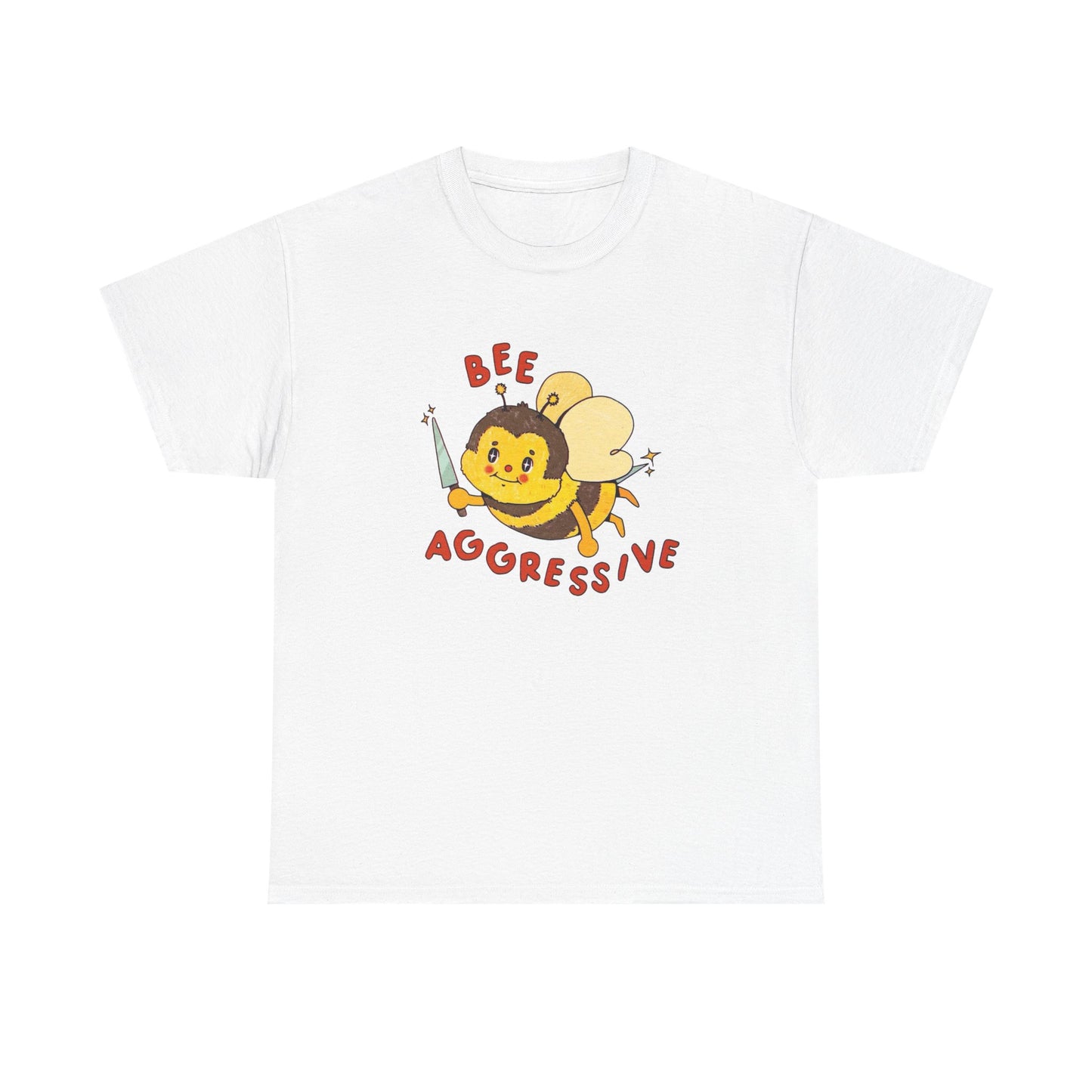 Bee Aggressive Cute T Shirt Graphic Unisex Heavy Cotton Tee NEW GIFT