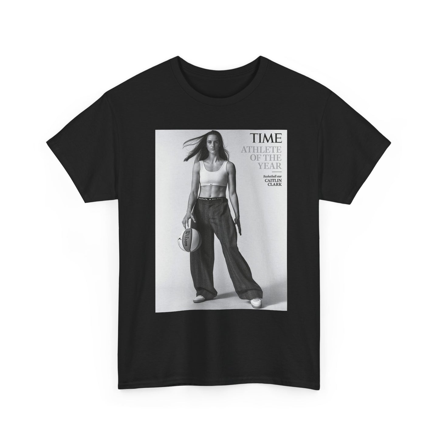 Caitlyn Clark Basketball Cover Graphic T Shirt S-5XL Unisex Heavy Cotton Tee