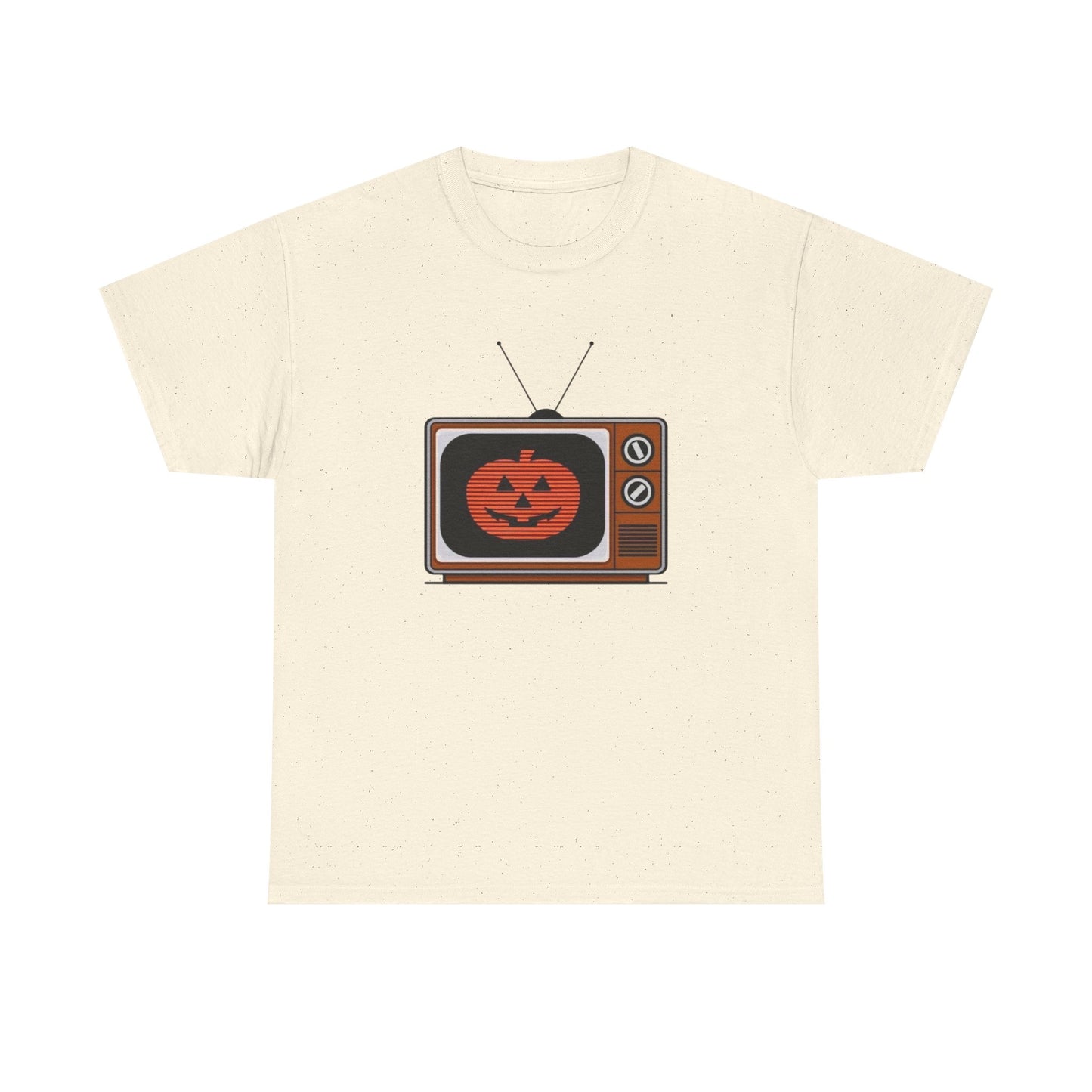 Halloween Pumpkin Tv Retro Graphic T Shirt Unisex Heavy Cotton Tee