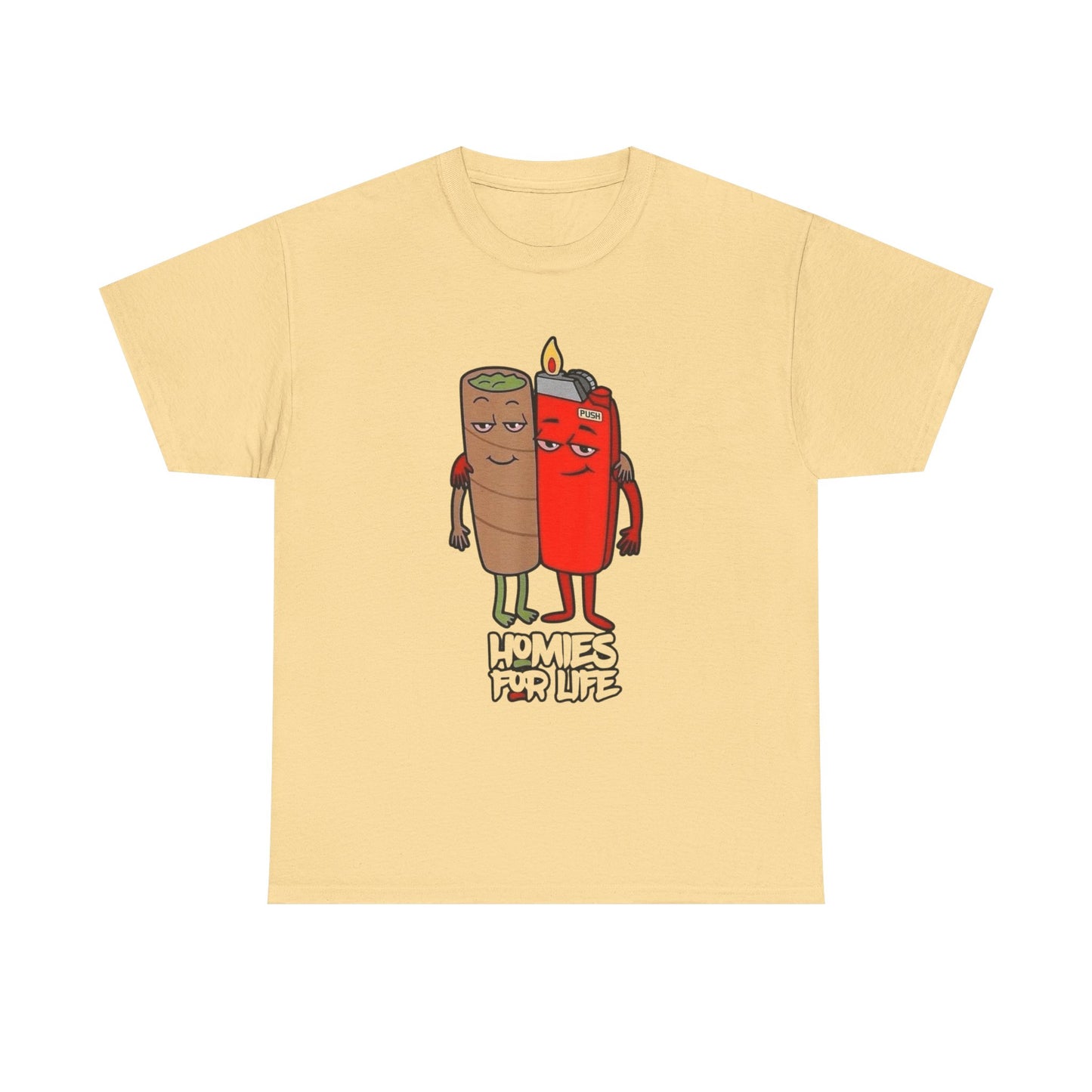 Homies For Life Weed And A Lighter Graphic T Shirt Unisex Heavy Cotton Tee