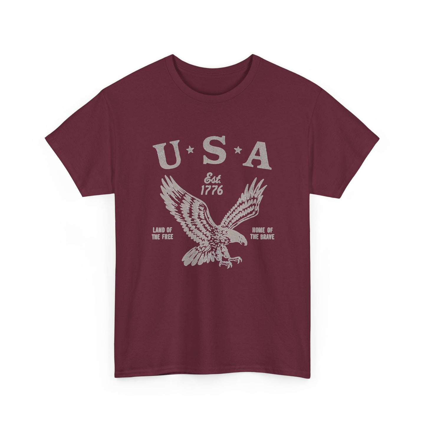 USA Bald Eagle 1776 Graphic T Shirt Men's Heavy Cotton Tee - Quality - Modern True to Size