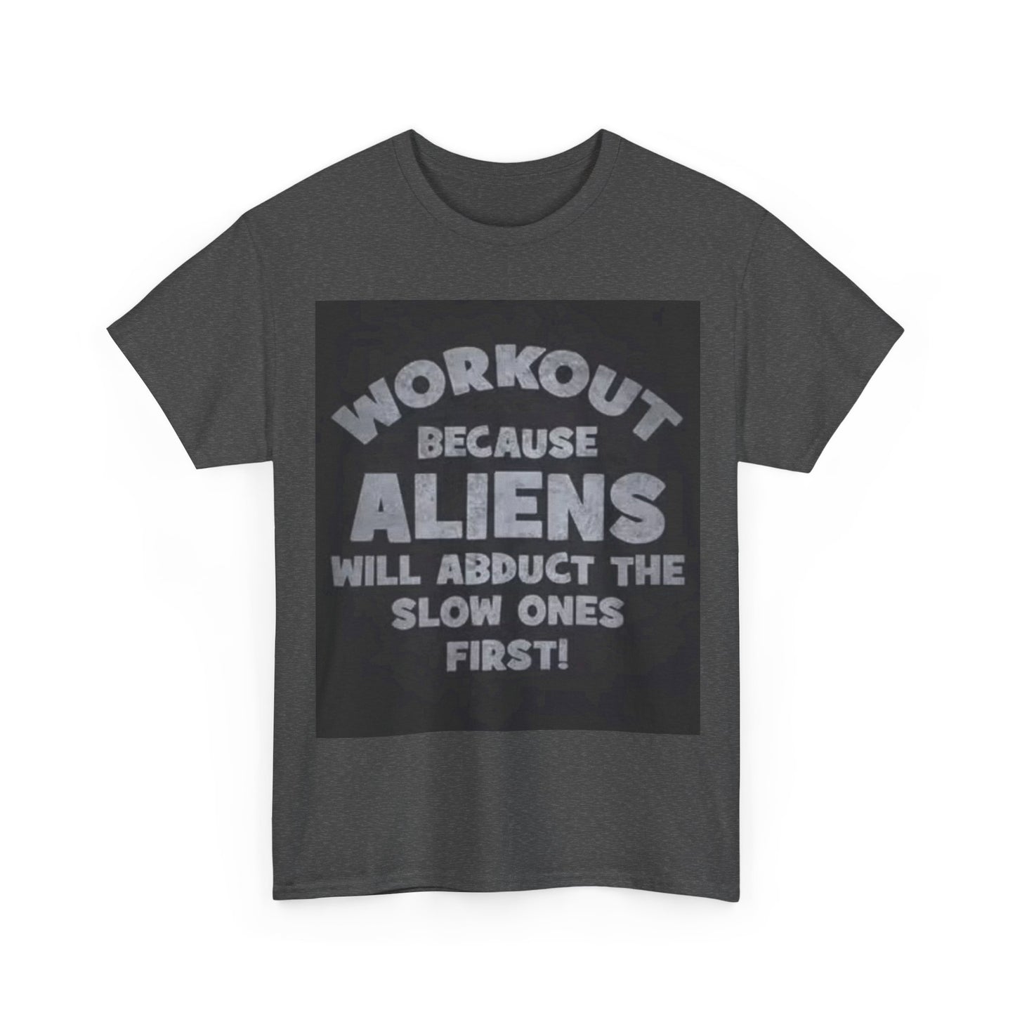 Alien Funny Work Out Gear Gym Shirt Gift Lifting Unisex Heavy Cotton Tee