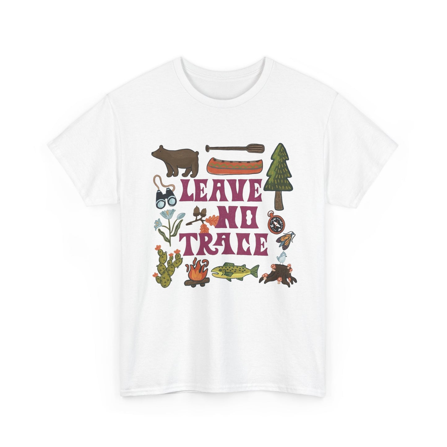 Leave No Trace Camping Retro Graphic T Shirt NEW Adult Tee