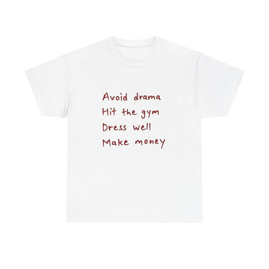 Avoid The Drama GYM MONEY Graphic T Shirt ADULT NEW Heavy Cotton Tee