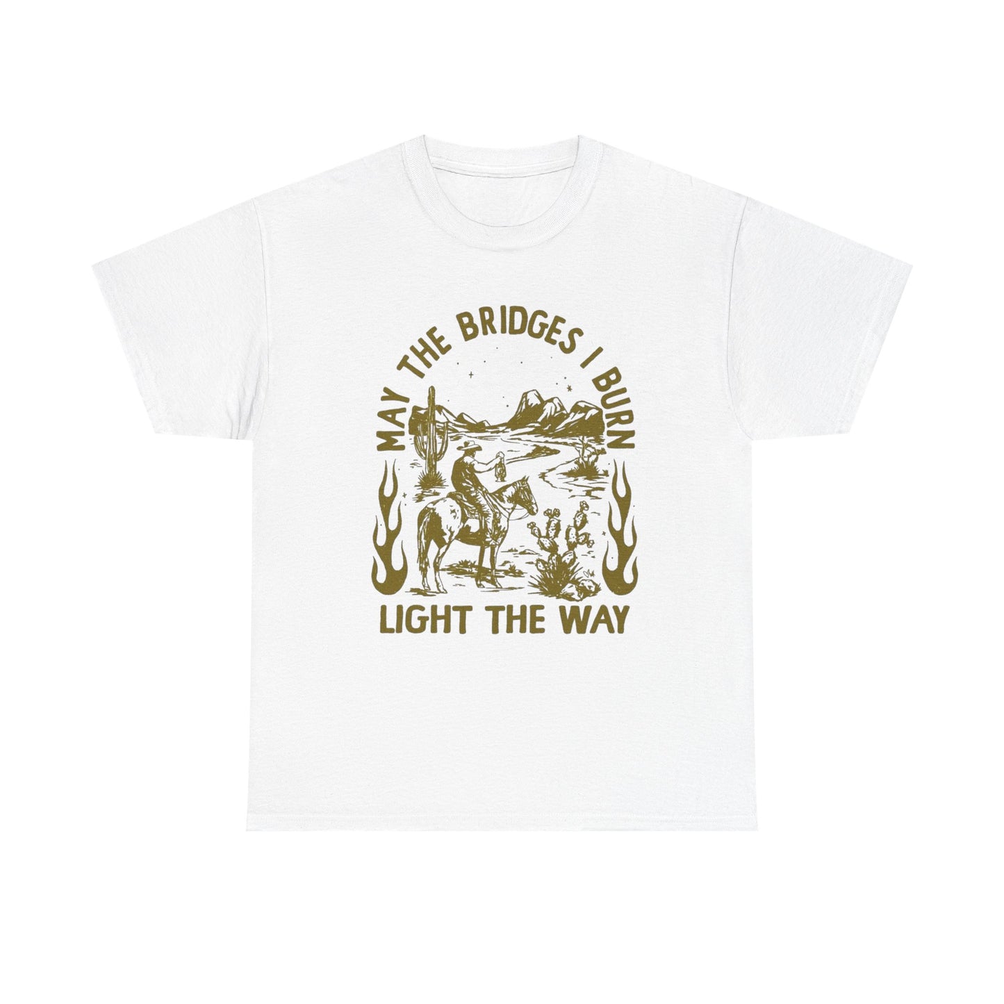 Burnt Bridges Light The Way Graphic T Shirt Unisex Heavy Cotton Tee