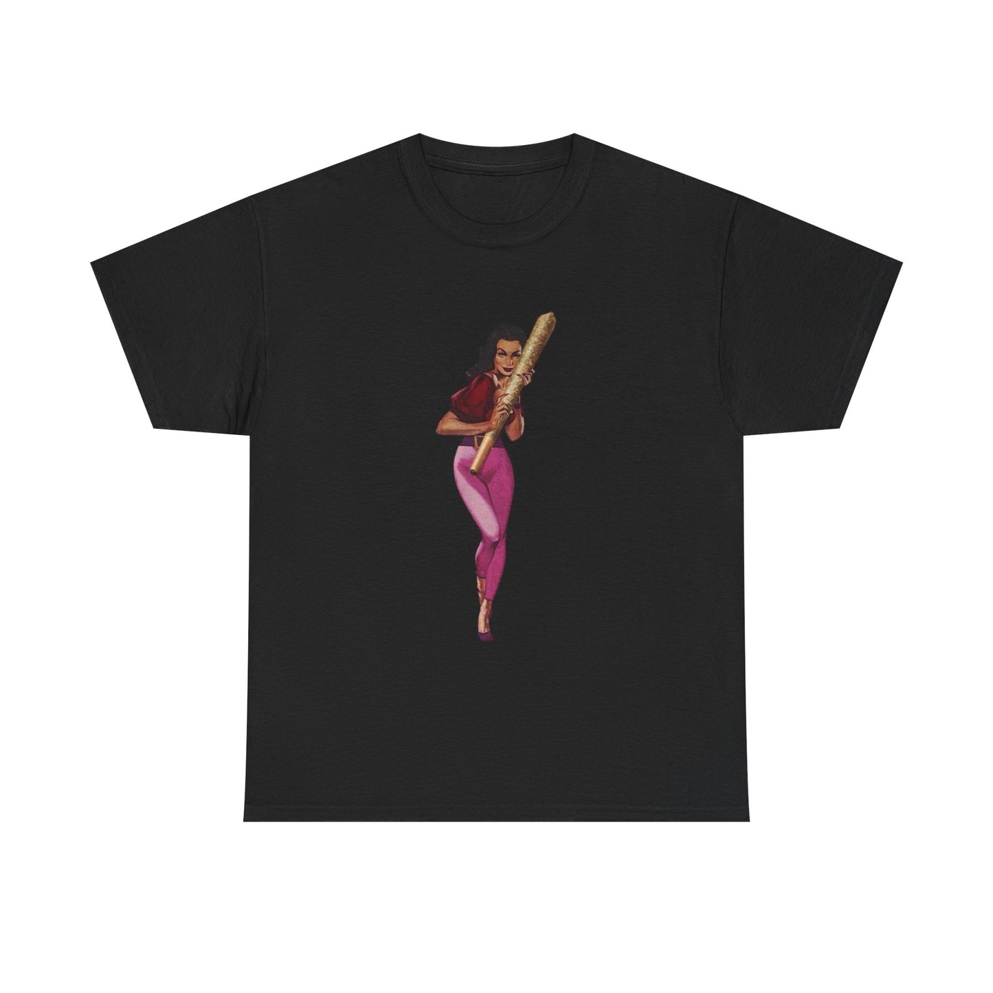Weed Joint Hugs Vintage Pinup Graphic T-Shirt Womens Comfy Cotton Tee NEW