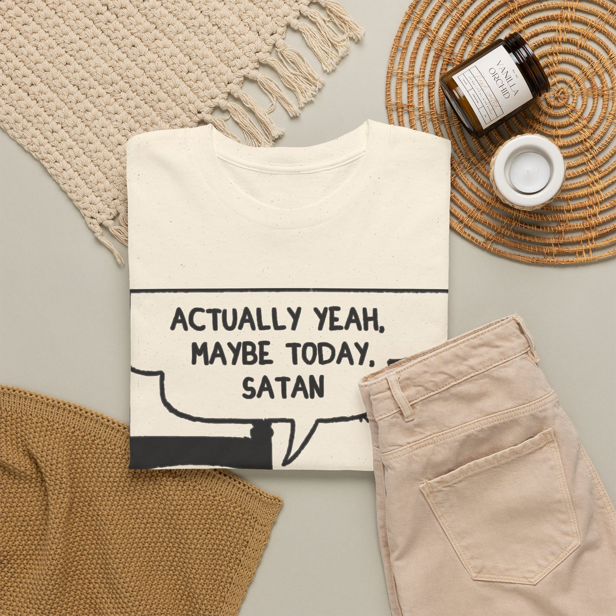 Actually Yeah Maybe Today Satan Comic Tee Men's Graphic Tee