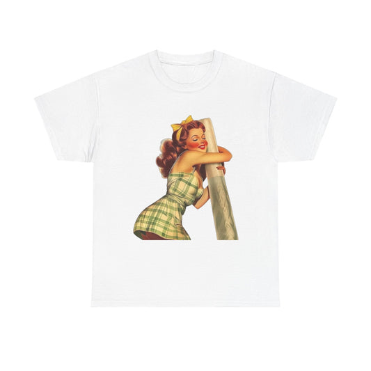 Joint Love Weed Model Pinup Graphic T-Shirt Womens Comfy Cotton Tee NEW