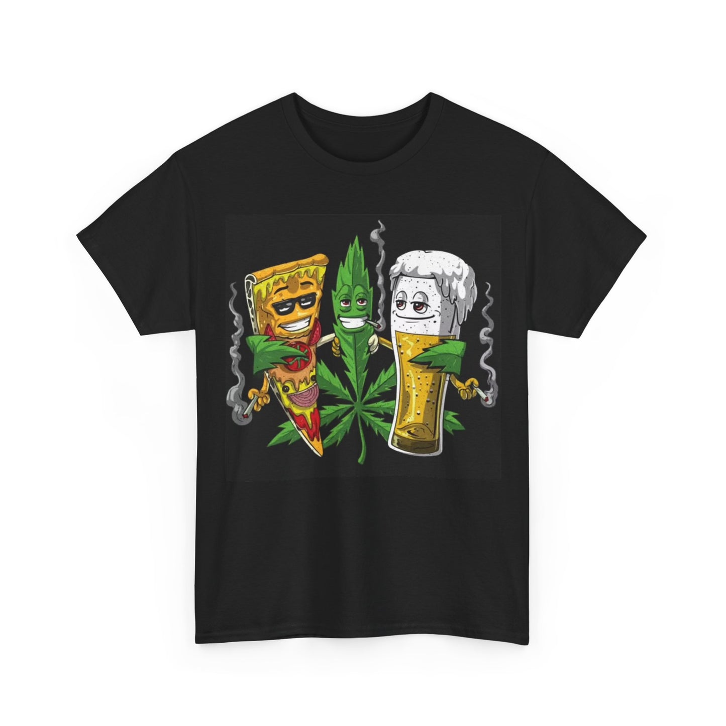 Best Buds Pizza And Beer Tshirt Graphic Funny Weed 420 Unisex Heavy Cotton Tee