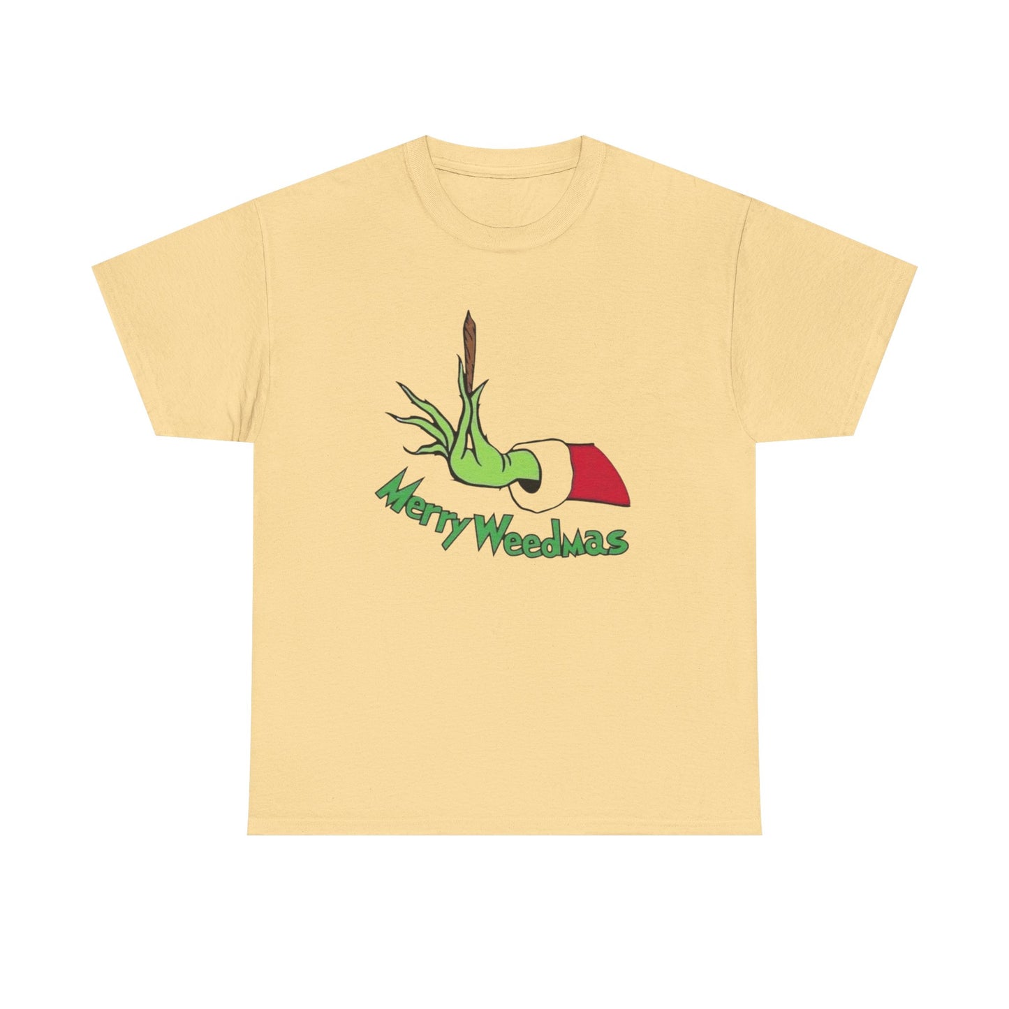 Merry Weedmas Funny Christmas Weed Graphic T Shirt Unisex NEW Heavy Cotton Tee