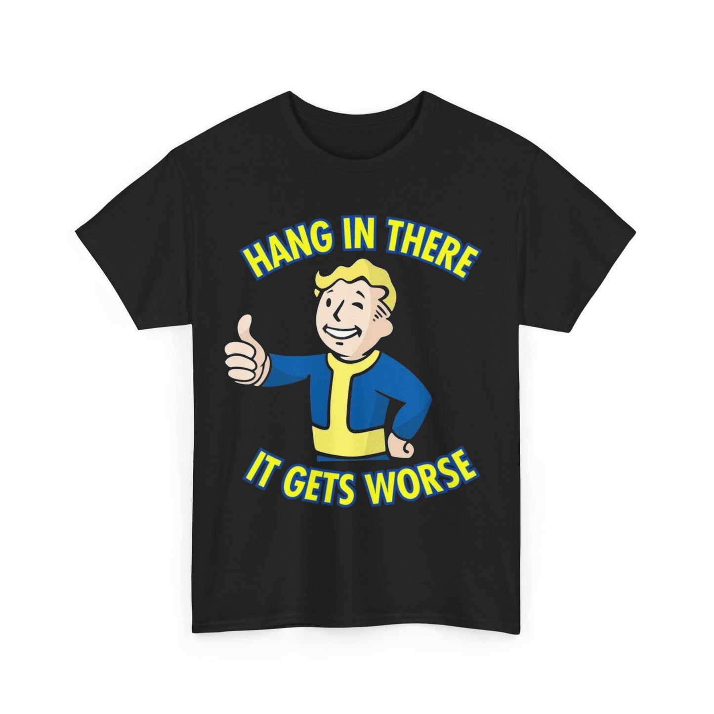 Fallout Graphic T Shirt Hang In There Funny Vintage Game Unisex Heavy Cotton Tee
