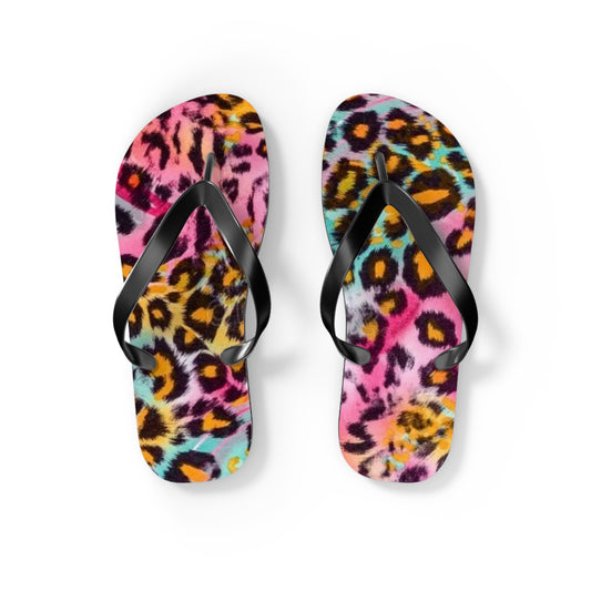 Pink Cheetah Beach Sandals, Slides for Summer, Flip Flops, Water Resistant
