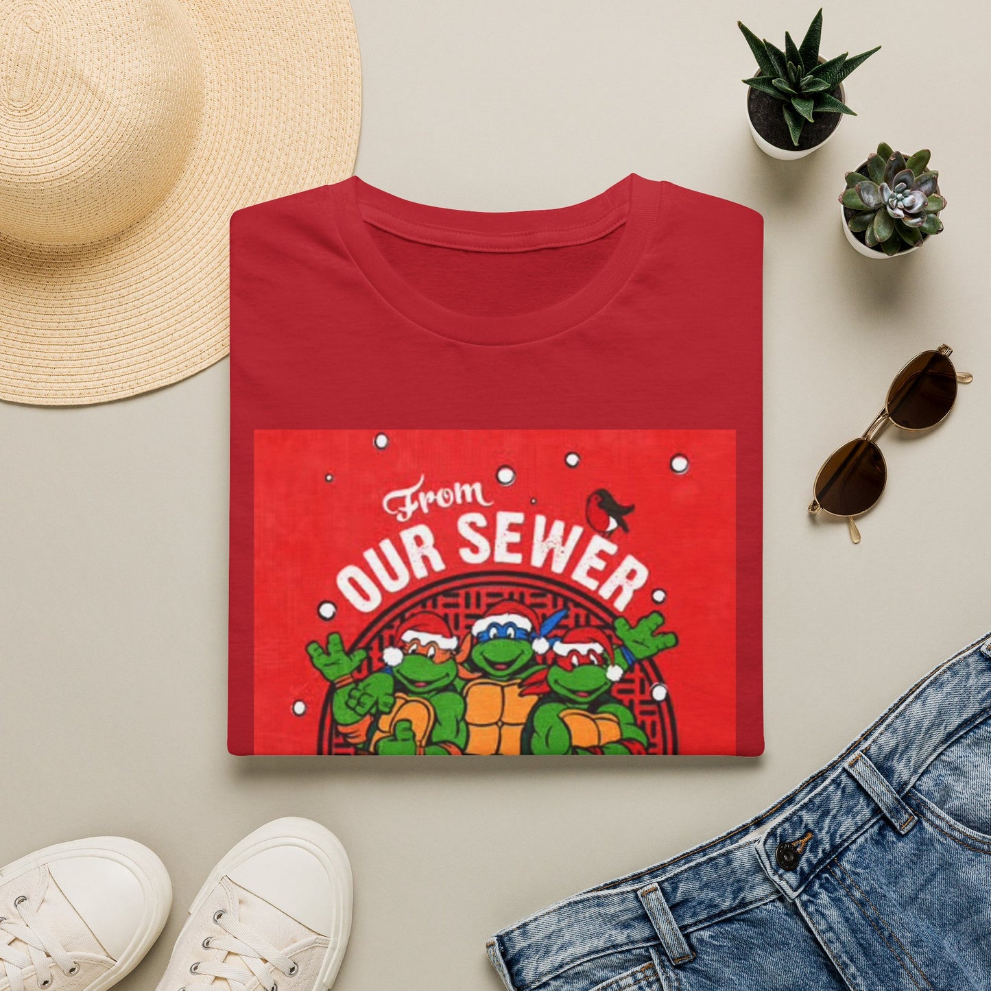 Christmas Turtles Graphic T Shirt Funny Retro Holidays Unisex Softstyle T-Shirt