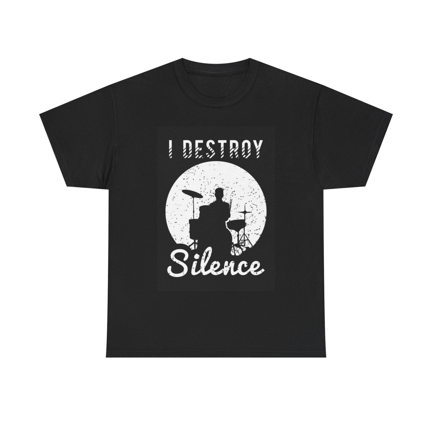 Drums Rock and Roll T shirt Guitarist Musician Retro I Destroy Silence Funny