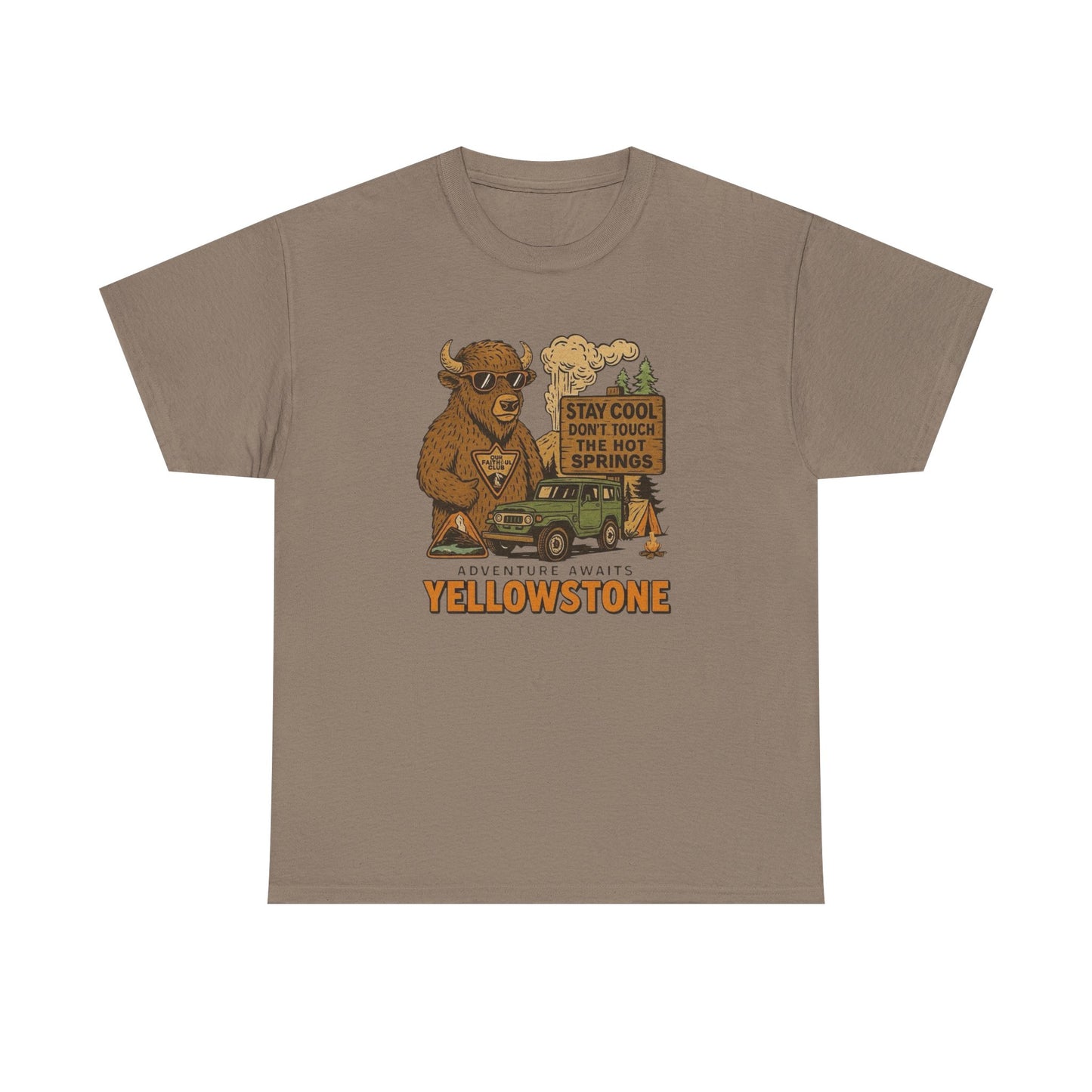 Adventure Awaits At Yellowstone Graphic T Shirt Unisex Heavy Cotton Tee