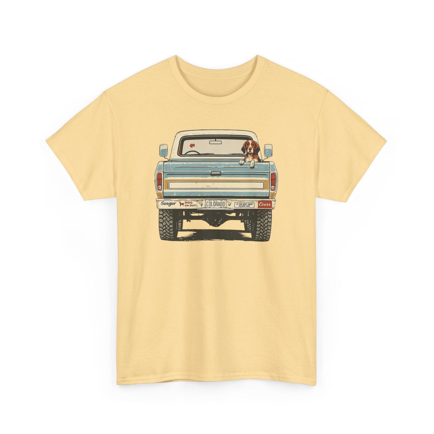 Mans Best Friend In Pickup Truck USA Graphic T Shirt NEW Unisex Heavy Cotton Tee