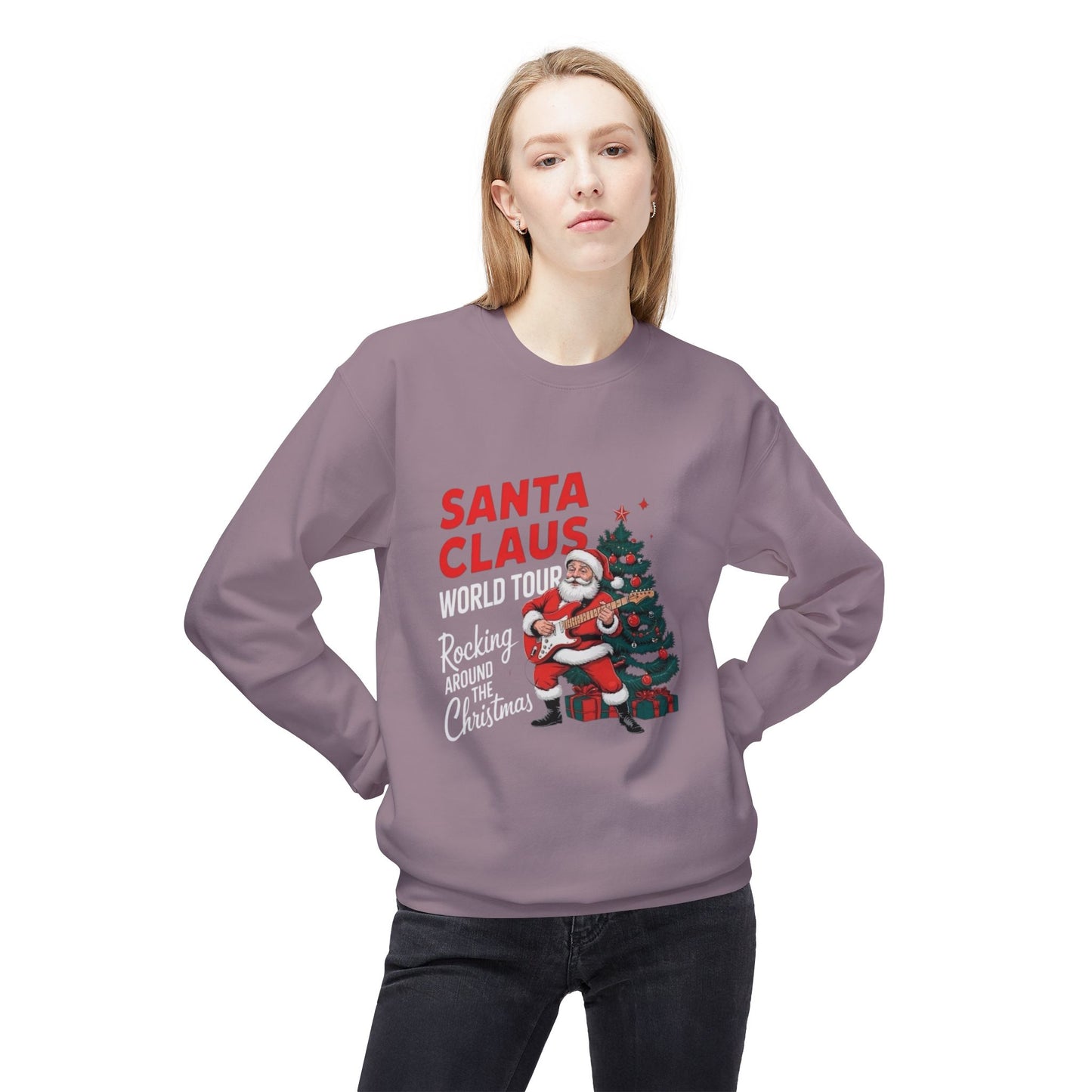 Santa Clause World Tour Unisex Midweight Softstyle Fleece Crewneck Sweatshirt