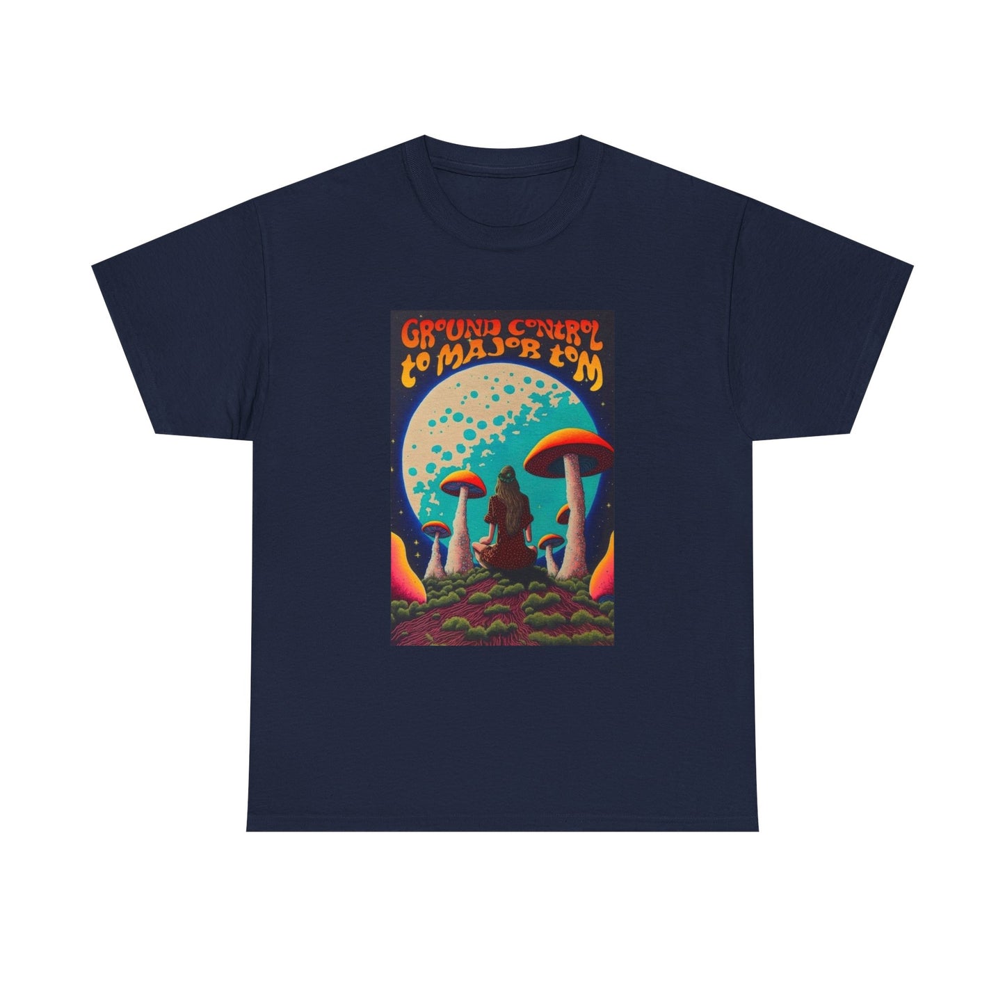 Trippy Mushroom Hunter Tshirt Mystical Vibe Unisex Ground Control To Major Tom