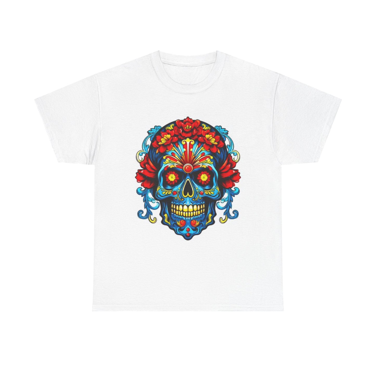 Day Of The Dead Vintage Flower Graphic T Shirt Unisex Heavy Cotton Tee