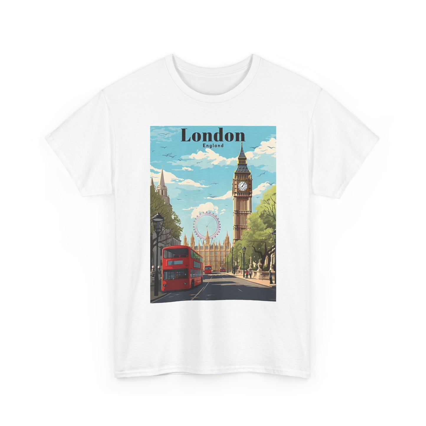 London Graphic T Shirt Vintage Art Photo Retro Unisex Heavy Cotton Tee