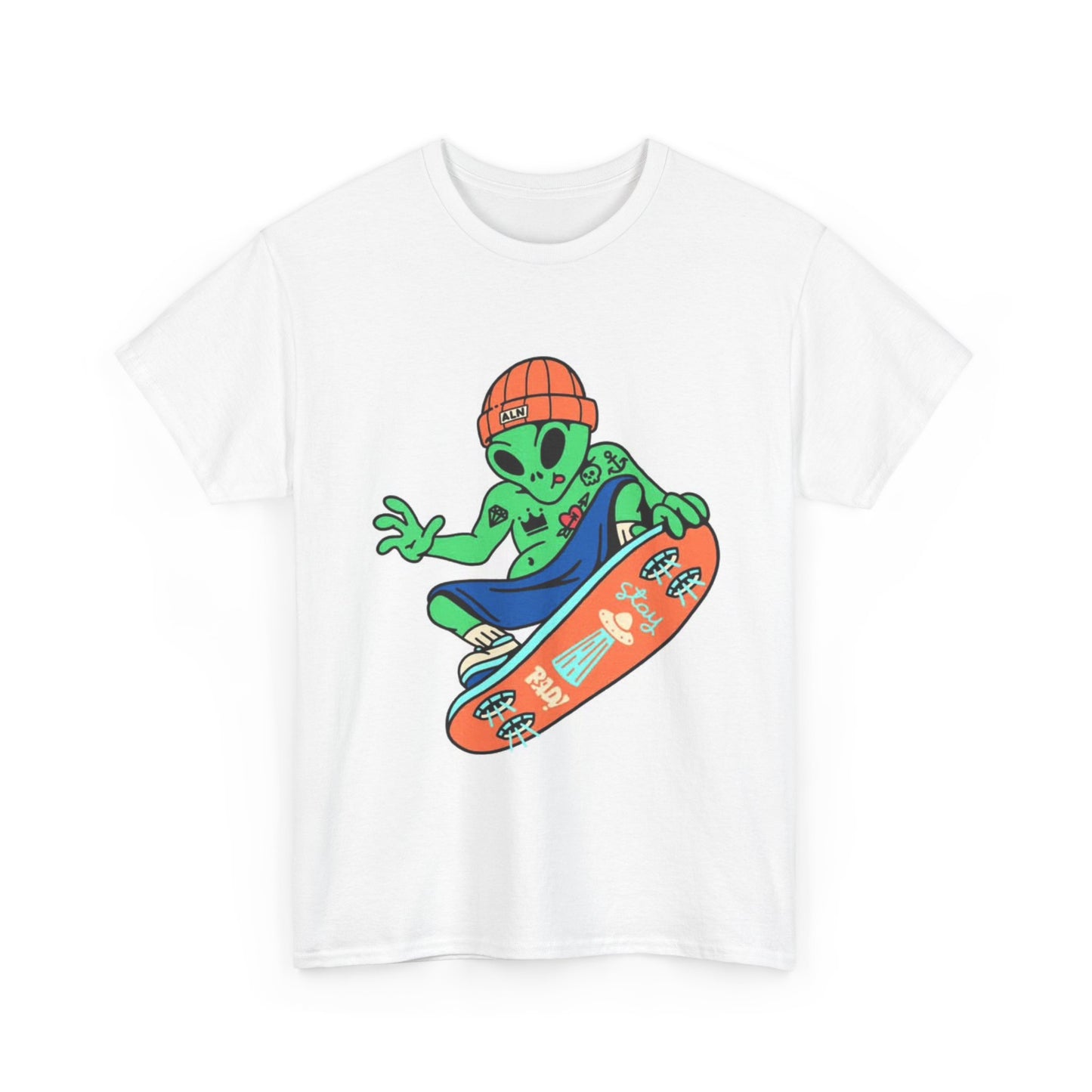 Skating Alien Retro T shirt Skate Love SB Skate Park Vintage Unisex Heavy Cotton