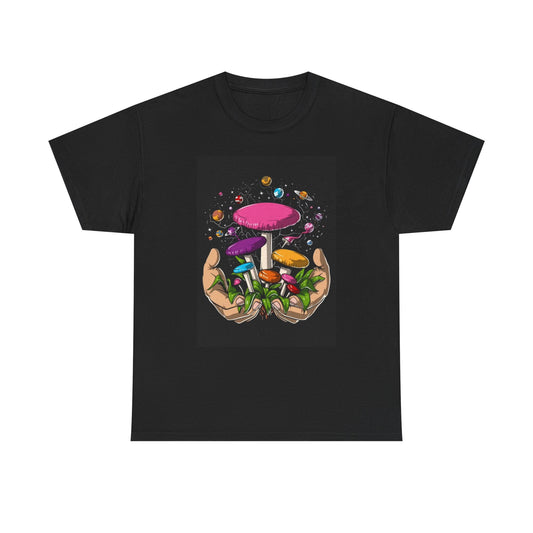 Mushroom Hands Tshirt 70s Trippy Neon Groovy Graphic Unisex Heavy Cotton Tee
