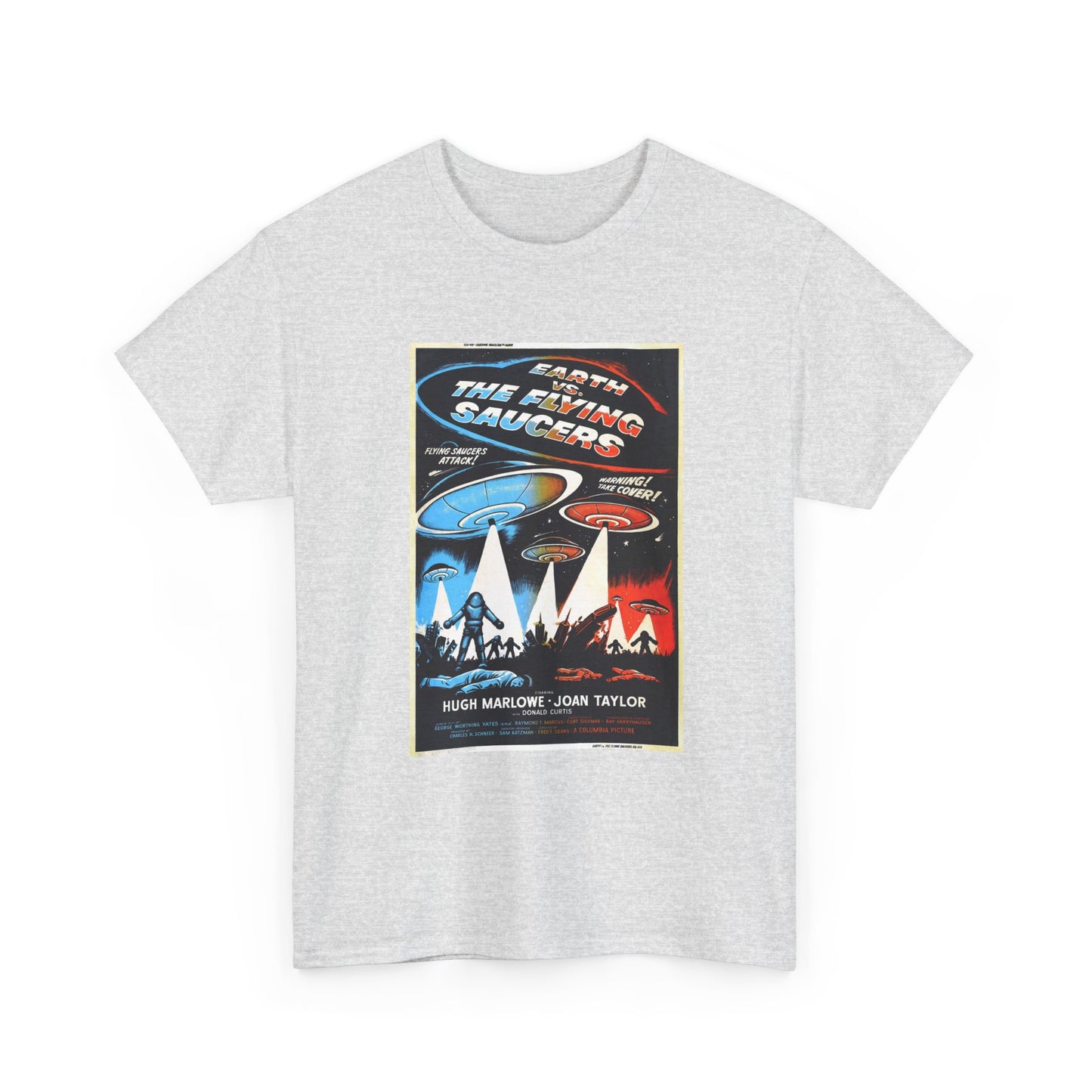 Earth vs Flying Saucers Tshirt Vintage Movie Poster Unisex Heavy Cotton Tee