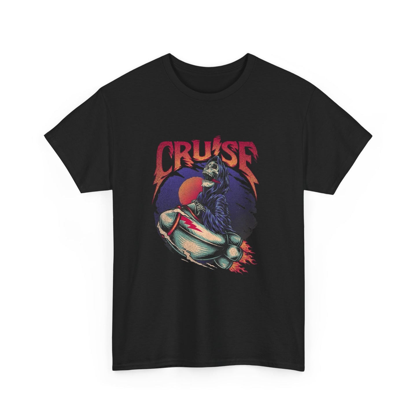 Grim Reaper Skateboarding Funny Graphic T Shirt Unisex Heavy Cotton Tee