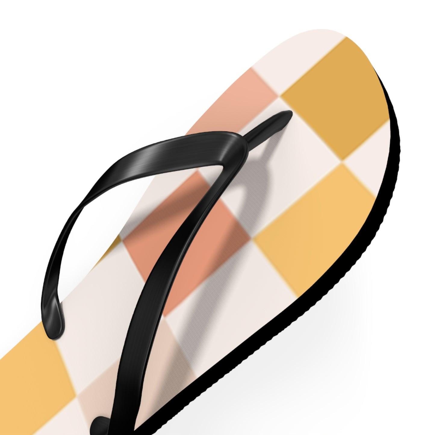 Peach Checkered Sandals, Beach Shoes, Vacation Flip Flops, Pool Slides